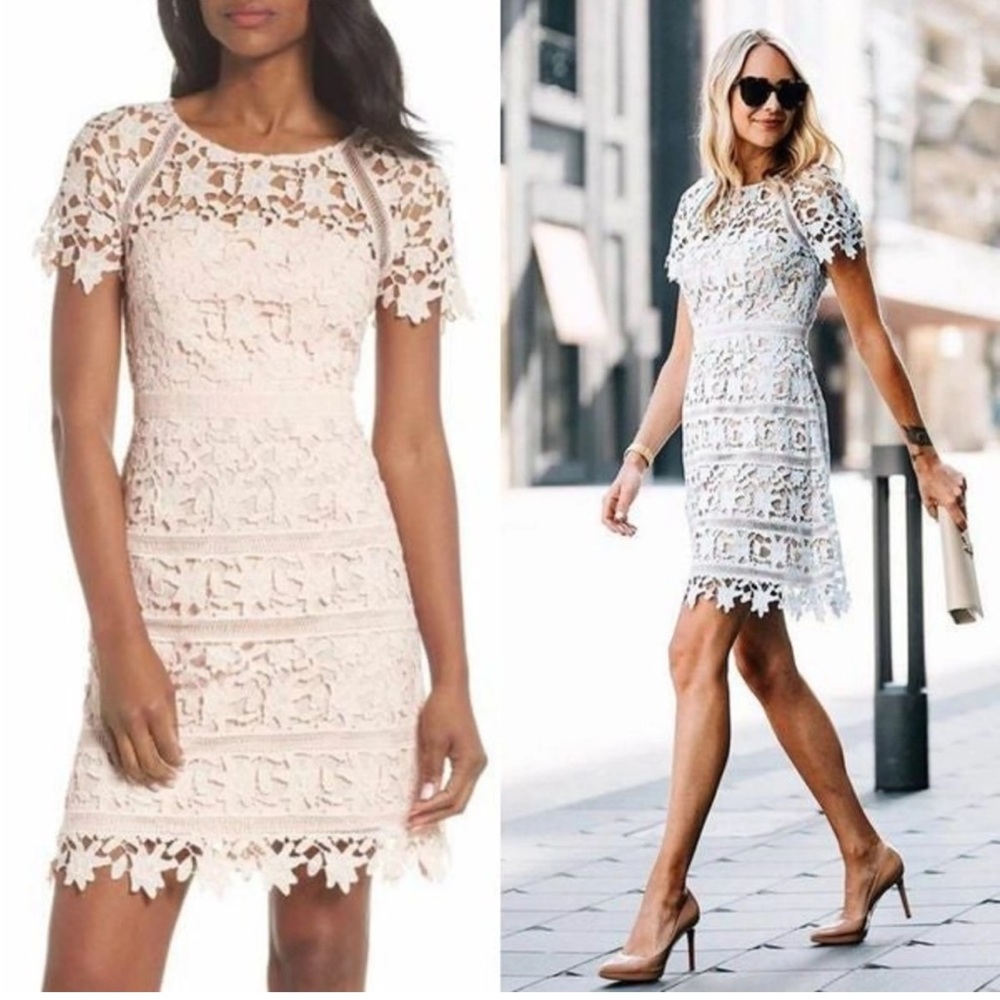 Eliza J Nordstrom White Cream Lace Overlay Dress Size 4
